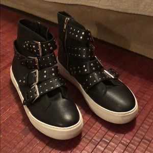 J/SLIDES Leather High Tops